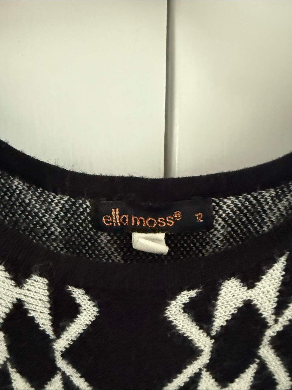 Ella Moss Black & White Geometric Crew Neck Sweater Dress